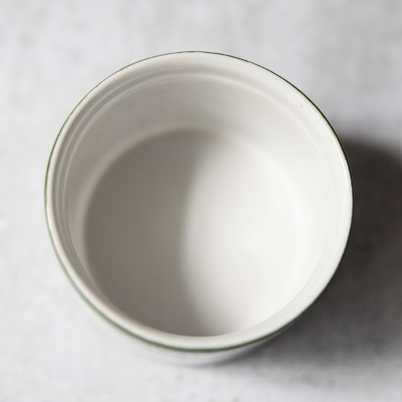 Small green white stoneware cheese crock canister with lid Pottery Craft Rondele - Picture 7 of 9